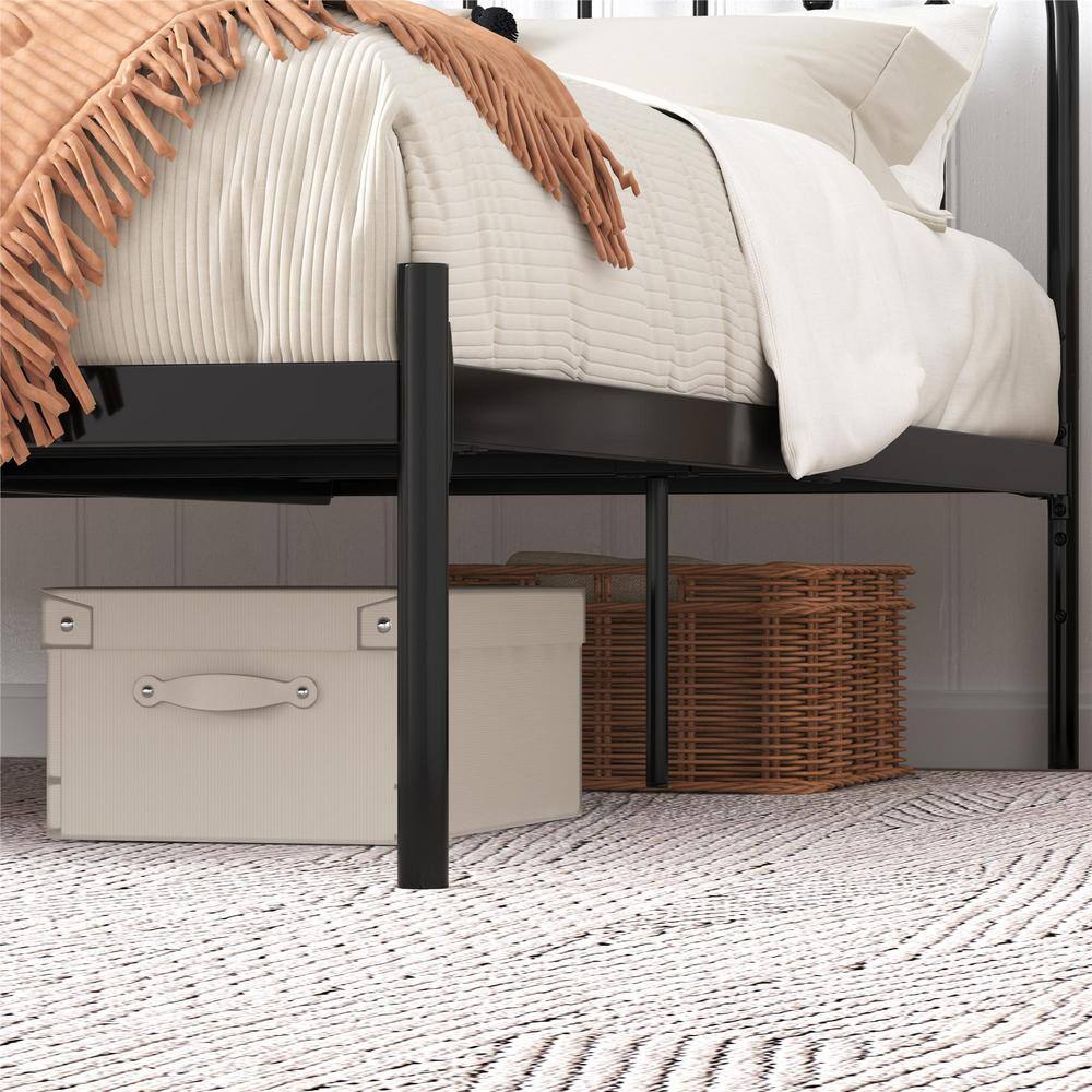 Narla Black Metal Queen Platform Bed Frame with Adjustable Height