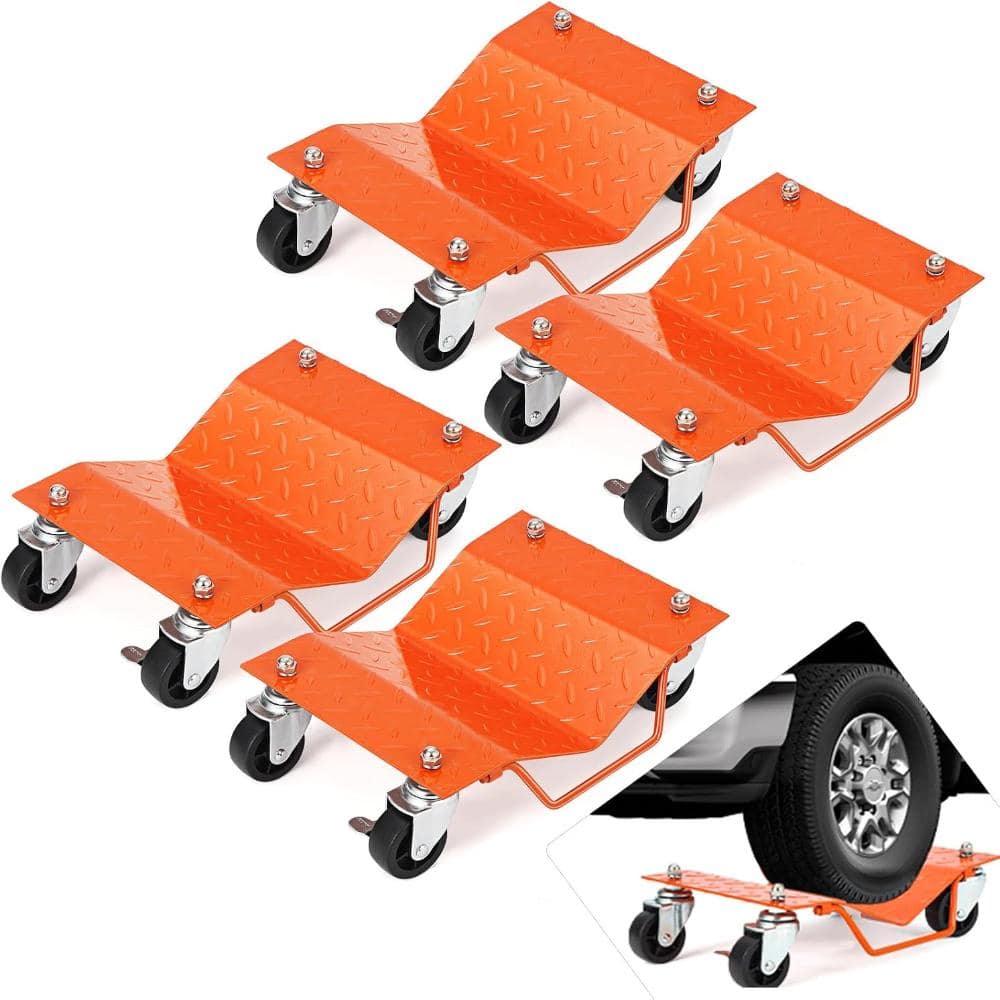 4-Pack Orange Heavy Duty Steel Car Dolly Wheel Dolly Set, 6000 lbs Capacity 4 Tier Wheel Dolly with Swivel Brake Casters price history on PriceWatchPro