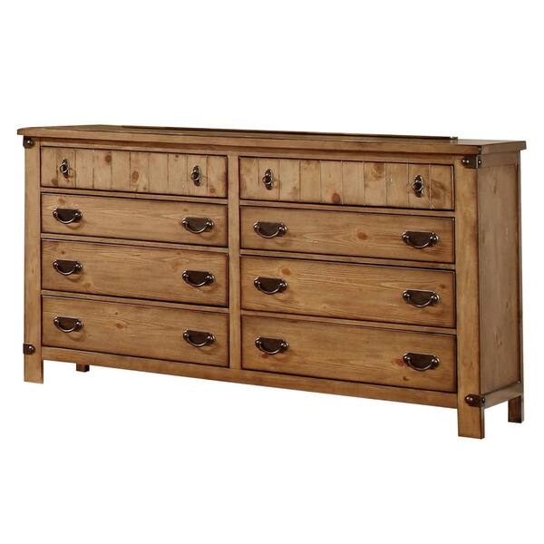 Furniture of America Kentfield Weathered Elm 8-Drawer 64 in. Wide Dresser