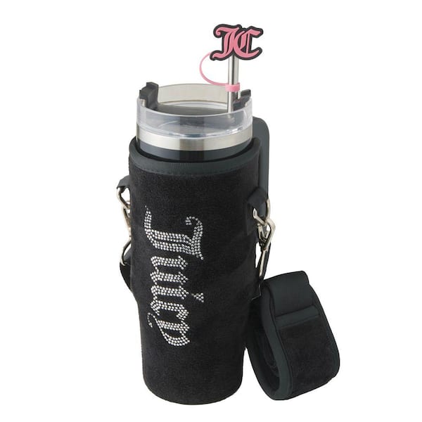 JUICY COUTURE Jetsetter 30 oz. Black Stainless Steel Tumbler with