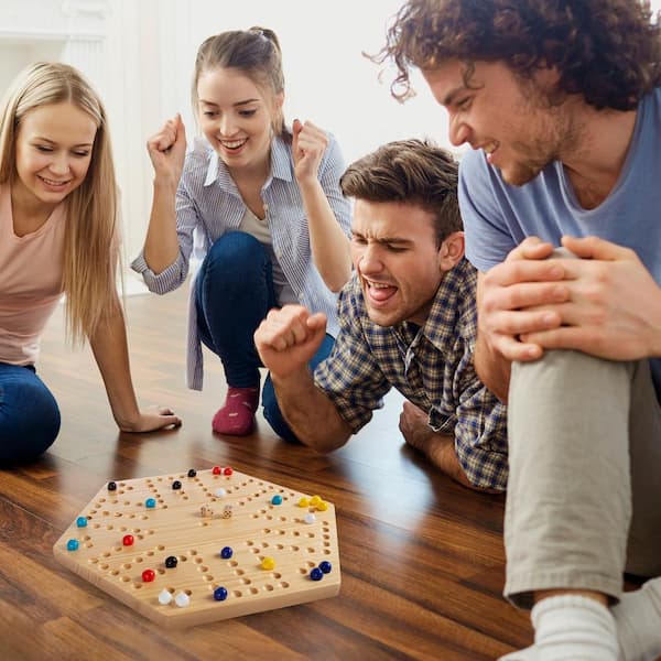 Hey! Play! - Classic Wooden Marble Game Set (6-Players)
