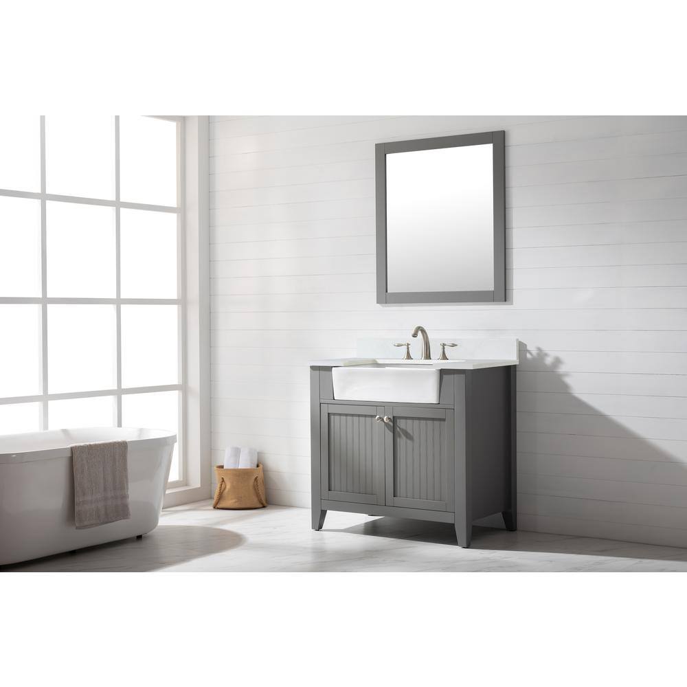 Burbank 36" Gray Birch Vanity with Carrara Marble Top
