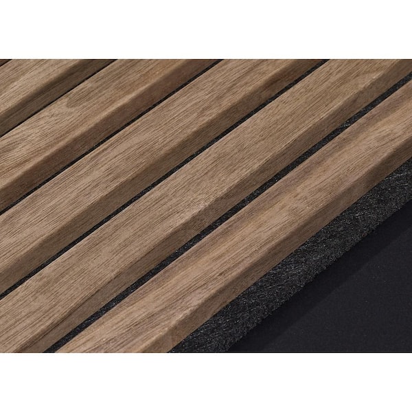 0.7 in.x 23.6 in. x 23.6 in. Beige Wood Slat Acoustic Panels, MDF Decorative Wall Paneling (4 Piece/15.5 sq. ft.)