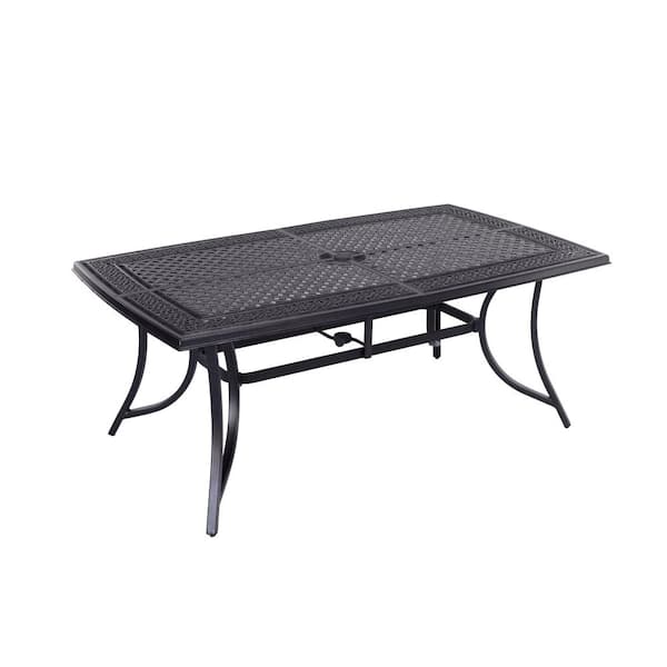 Afoxsos Heavy-Duty Aluminum Frame Contemporary Rectangle Porcelain-Top Design Handmade Outdoor Dining Table