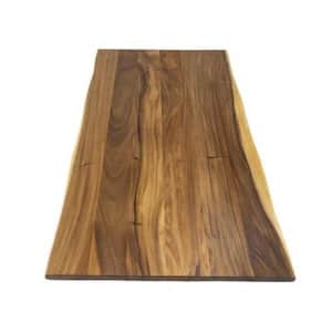 6 ft. L x 39 in. D Finished Saman Solid Wood Butcher Block Island Countertop With Live Edge