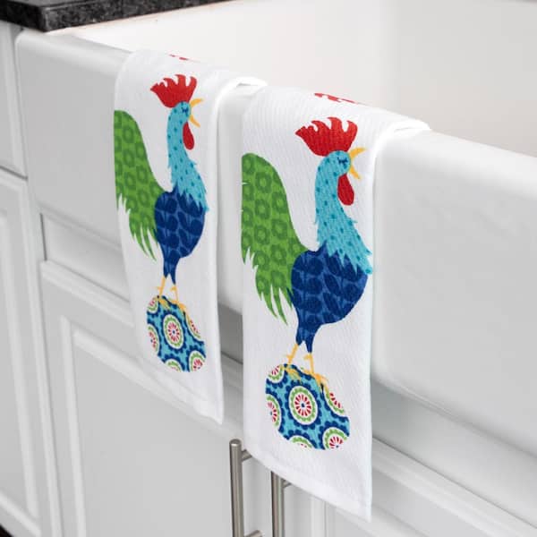 Teal Rooster Print Kitchen Towel - T-Fal