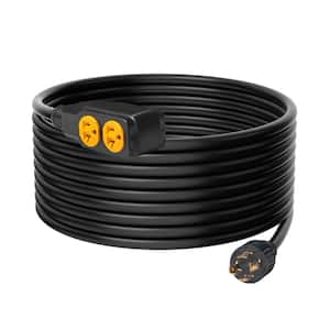 Generator Extension Cord 25 ft. SJTW 30Amp 125-Volt 14-30P to 5-20R Generator Extension Cord with Twist Lock Light End