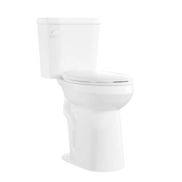 21 in. Extra Tall 2-Piece 1.28 GPF Single Flush Elongated Raised Toilet in White, Seat Included