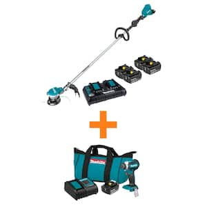 18V X2 (36V) LXT Cordless Li-Ion BL String Trimmer Kit (4 Batteries 5.0Ah) with Bonus Impact Driver Kit (3.0Ah Battery)