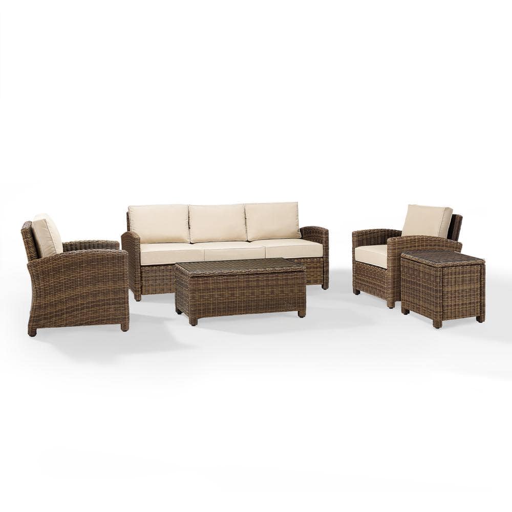 Bradenton 5-Piece Sand Cushion Wicker Outdoor Sofa Set
