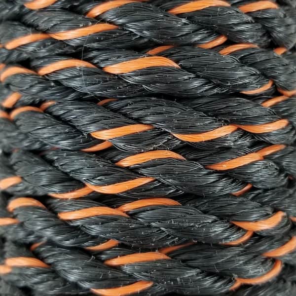 KingCord 5/8 in. x 200 ft. Polypropylene Twisted California Truck Rope,  Black/Orange 309841 - The Home Depot