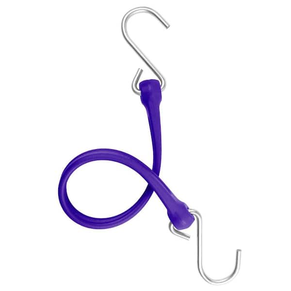 The Perfect Bungee 13 in. EZ-Stretch Polyurethane Bungee Strap with Galvanized S-Hooks (Overall Length: 18 in.) in Purple-DISCONTINUED
