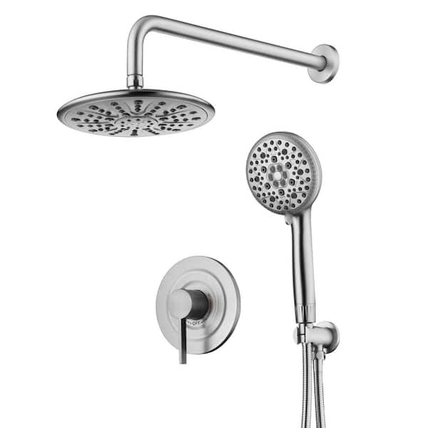 Modern Single Handle 1-Spray Shower Faucet 1.8 GPM with Ceramic Disc Valves in Brushed Nickel (Valve Included)