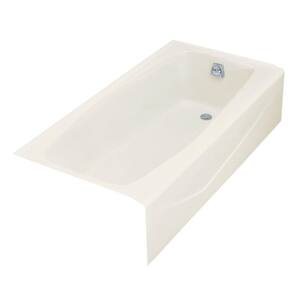 Villager 5 ft. Right Drain Rectangular Alcove Cast Iron Bathtub in Biscuit