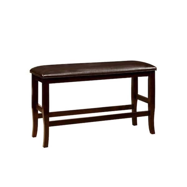 Benjara Woodside Counter Height Espresso Finish Bench 15" L x 41" W x 26" H