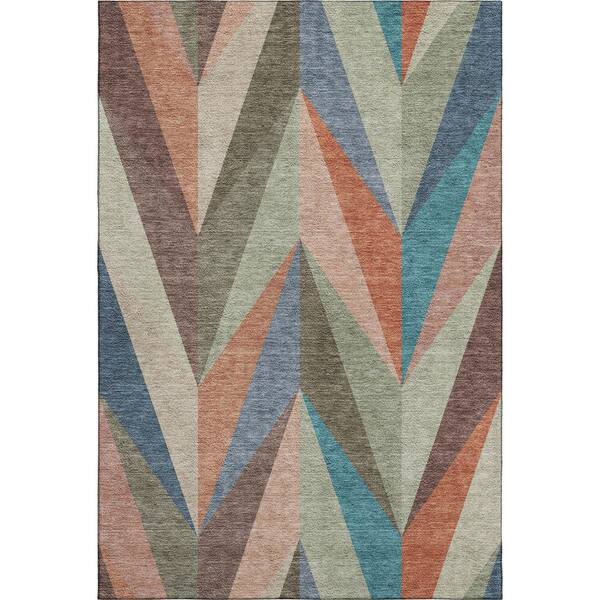Mayfield Premium Machine Washable Abstract AMF2265 Sage 3 ft. x 4 ft. Area Rug