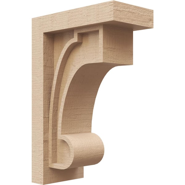 Ekena Millwork 4 in. x 12 in. x 8 in. Series 2 Classic Alma Rough Cedar Woodgrain Timberthane Polyurethane Corbel, Primed Tan