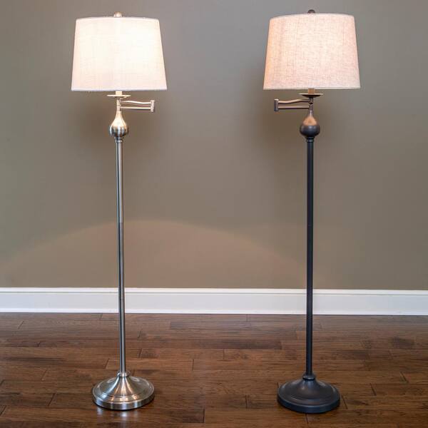 Decor Therapy Tina 63 In Brushed Steel Indoor Floor Lamp With Swing Arm And Ball Accent White Shade Pl4377 The Home Depot Decor Therapy Tina 63 In Brushed Steel, Camo Floor Lamp