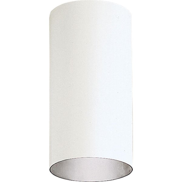 Progress Lighting Cylinder Collection 6" White Modern Aluminum Outdoor Ceiling Light for Garage, Porch and Entry