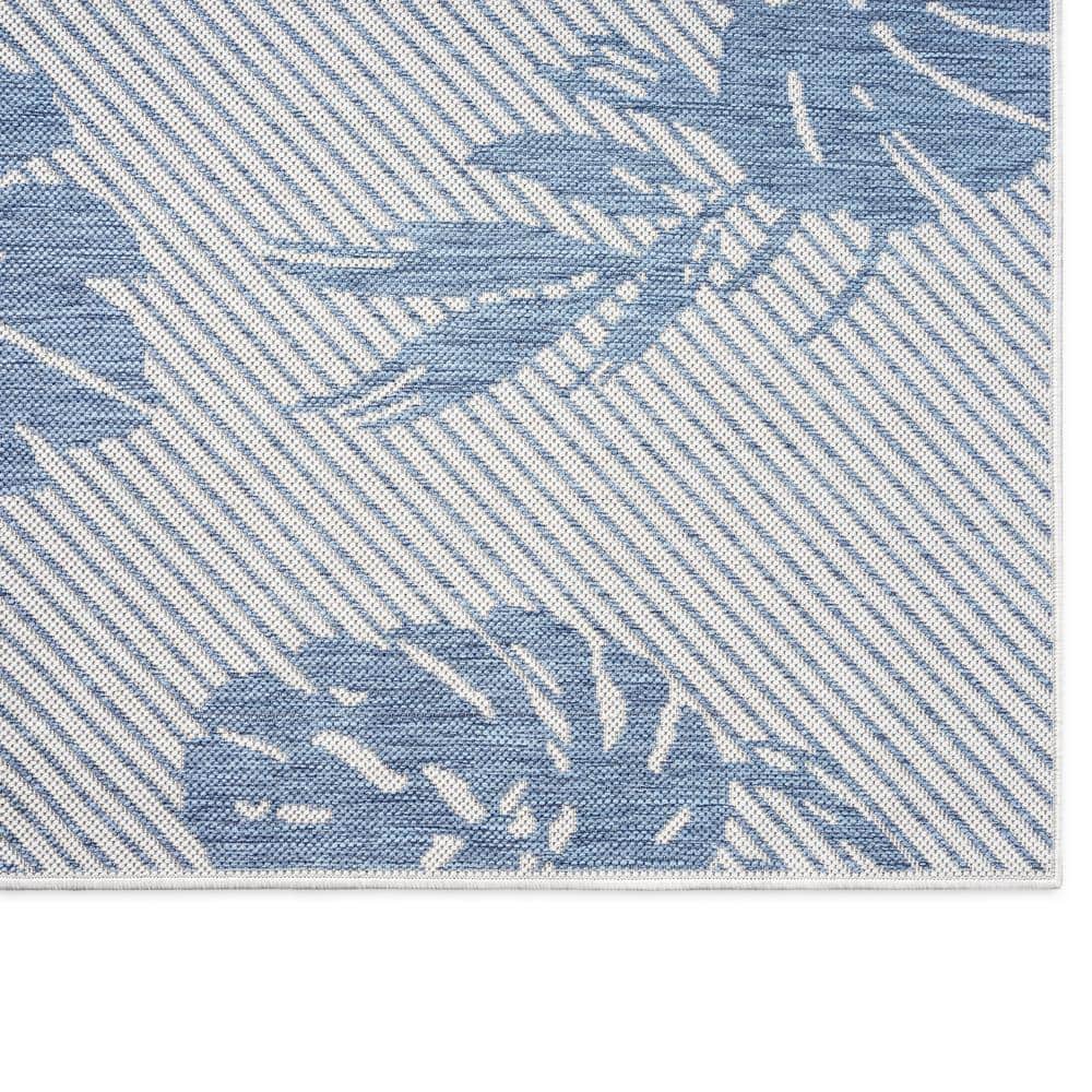 Silver and Blue 8' x 10' Reversible Synthetic Area Rug