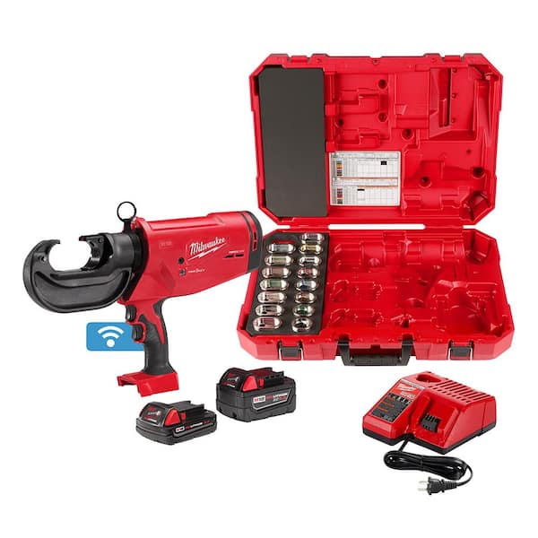 Milwaukee M18 18V Lithium-Ion Cordless FORCE LOGIC 750 MCM Crimper Kit with EXACT #6 750 MCM Cu Dies