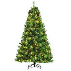 7 ft. Pre-Lit LED Classical Artificial Christmas Tree with 500 LED Lights and Pine Cones and Red Berries