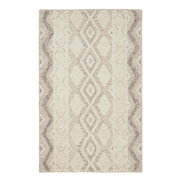 HomeRoots 10 x 14 Gray and Ivory Geometric Area Rug