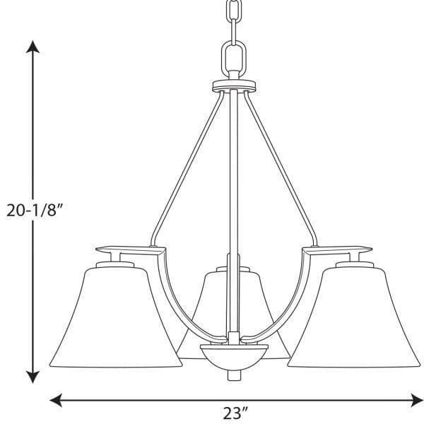 Bravo Antique Bronze 3-Light Chandelier with Etched Glass