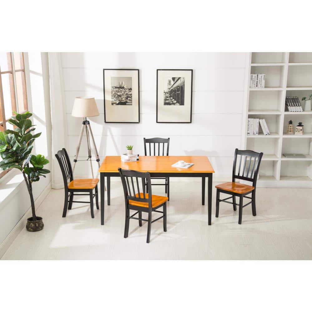 Black and Oak Shaker 5-Piece Solid Wood Dining Set