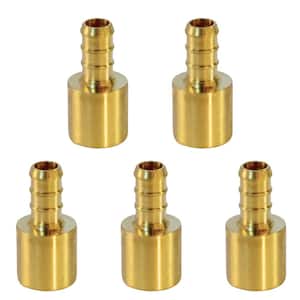 1/2 in. Brass Male Sweat Copper Adapter x 3/8 in. Pex Barb Pipe Fitting (5-Pack)