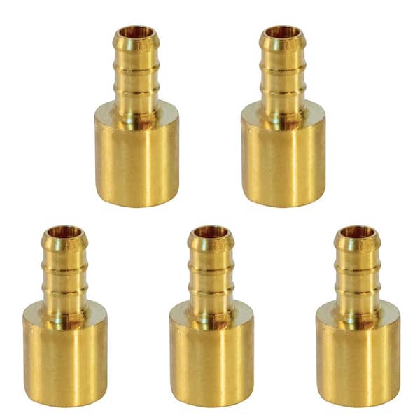 PLUMBFLEX 1/2 in. Brass Male Sweat Copper Adapter x 3/8 in. Pex Barb Pipe Fitting (5-Pack)