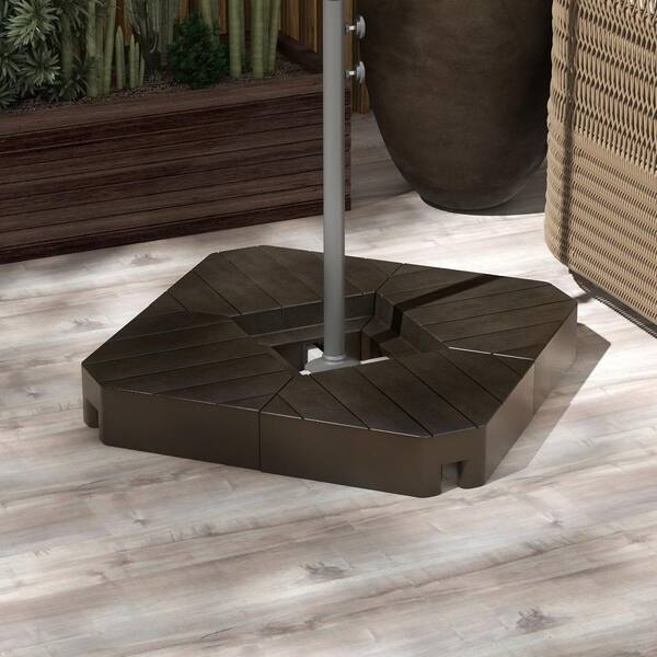 4 Piece Patio Umbrella Base in Brown Weight Set 132 lbs. Capacity Water or 176 lbs. Capacity Sand