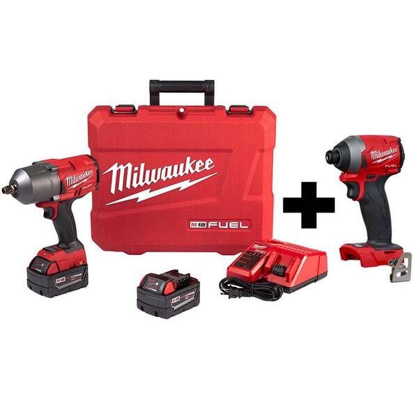 Milwaukee M18 FUEL 18V Lithium-Ion Brushless Cordless 1/2 in. Impact Wrench with Friction Ring Kit W/ FUEL Impact Driver