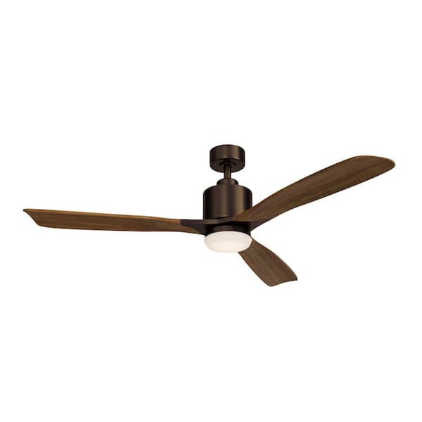 Ridley II 52 in. Indoor Oil Brushed Bronze Downrod Mount Ceiling Fan with Integrated LED with Wall Control Included