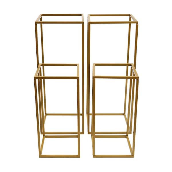 YIYIBYUS 23.62 in. x 9.45 in. Indoor/Outdoor Metal Iron Gold Flower Stand Plant Stand Wedding Backdrop Display Stand
