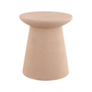 Hollie 18 in. Minimalist Modern Drum Accent Table Pedestal, Pink Frosted