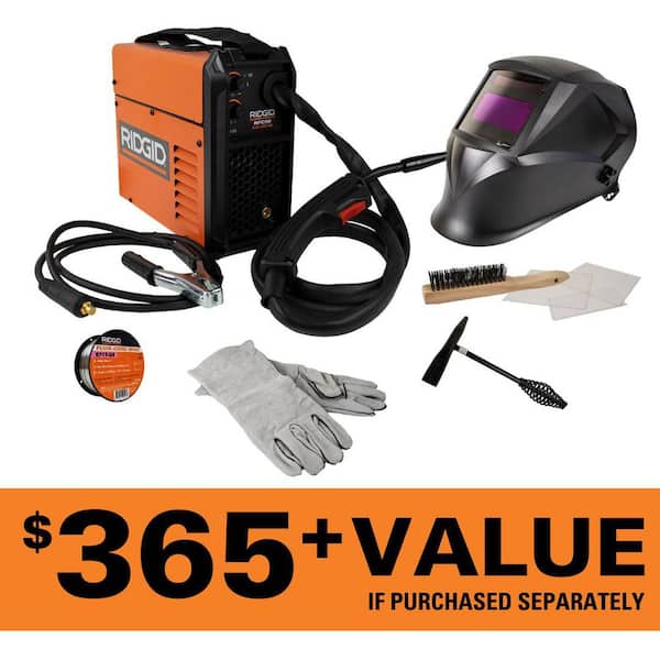 90 Amp, 120-Volt, Flux Core Feed Welder Kit with Auto Darkening Helmet, 2 lbs. Wire, Gloves, Wire Brush, Chipping Hammer