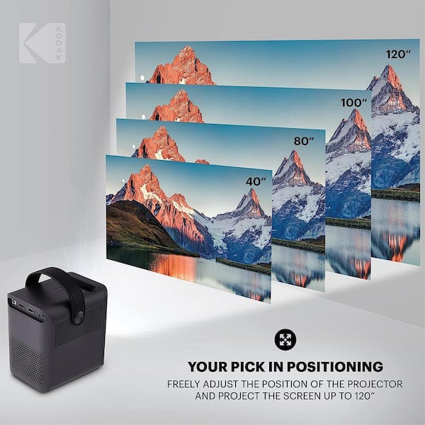 Kodak FLIK HD9 Smart Projector, Native 1920 x 1080, Black Portable