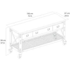 72 in. x 24 in. 3-Drawers Rolling Industrial Mobile Workbench Cabinet and Wood Top