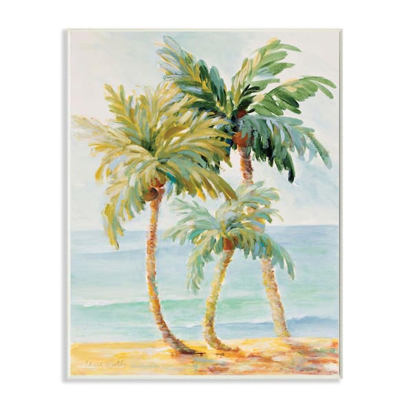 Stupell Industries Tropical Palm Trees on Coastal Beach Sand by Lanie Loreth Unframed Print Nature Wall Art 10 in. x 15 in.