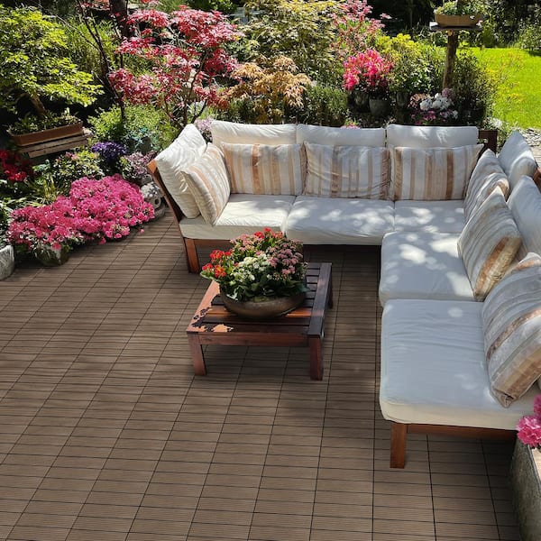 CREATIVE SURFACES 1 ft. x 1 ft. Composite Deck Tile in Cypress (12 per Case)