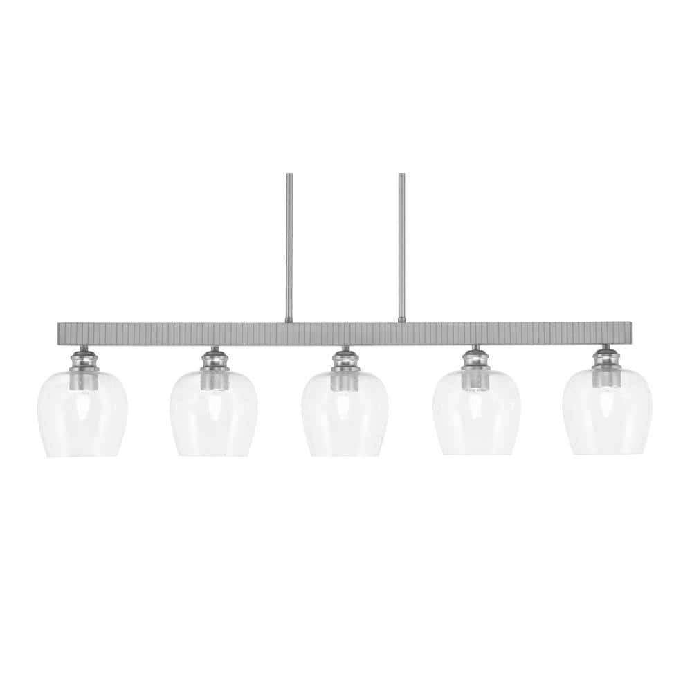 Albany 60-Watt 5-Light Brushed Nickel Linear Pendant Light with Clear ...