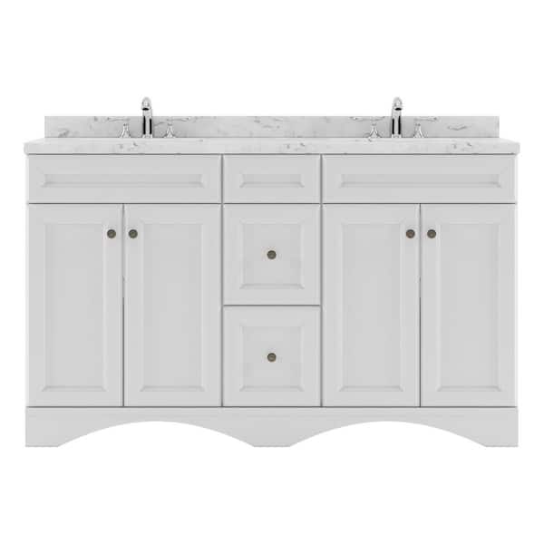 Virtu USA Talisa 60 in. W x 22 in. D x 37 in. H Double Sink Bath Vanity in White with Quartz Top
