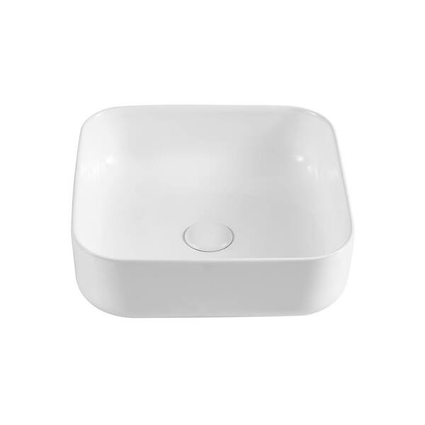15.4 in. Bathroom In White Ceramic Vessel Sink Rectangle Above Counter ...