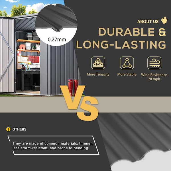 AECOJOY 6 ft. W x 6 ft. D Metal Corner Storage Shed with Openable