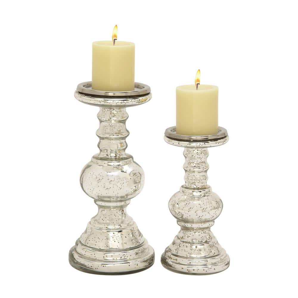 Elegant Polished Glass Candlestick Holder - Religious Theme 26"L