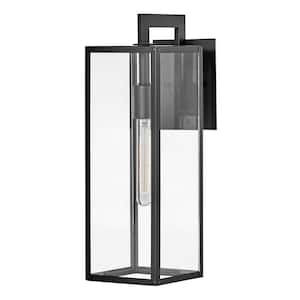 Max 1-Light Black Hardwired Outdoor Wall Lantern Sconce