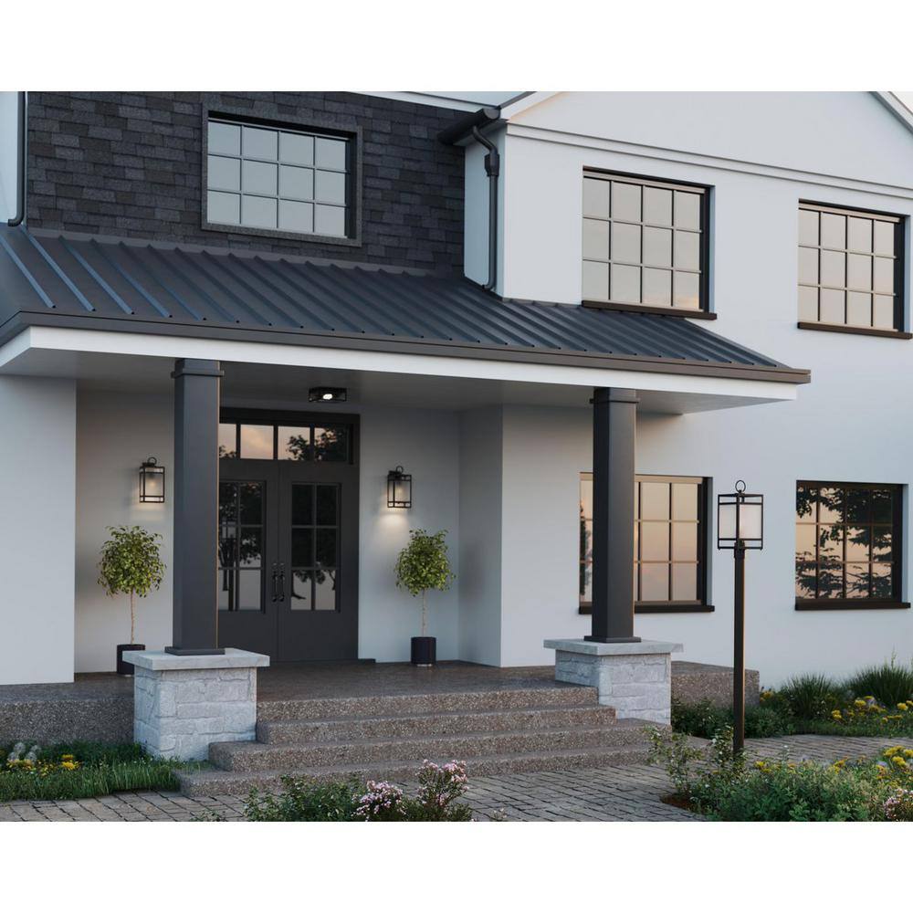 Parrish Matte Black Glass Outdoor Flush Mount Light