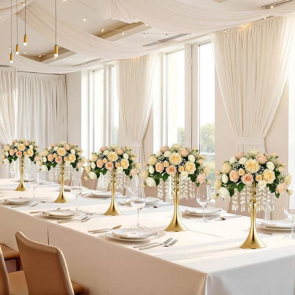 20 PCS Wedding Flower Vase, 13.2 in. Tall Flower Table Centerpieces, Crystal Banquet Vases, Gold 2025 update