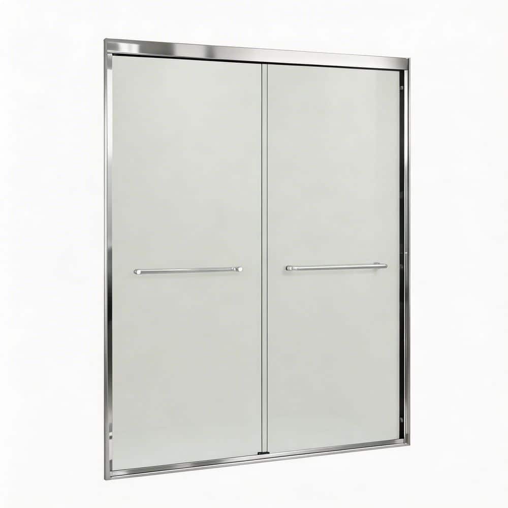 56 in.-60 in. W x 72 in. H Double Sliding Semi-Frameless Shower Door in Chrome with Tempered Glass price history on PriceWatchPro
